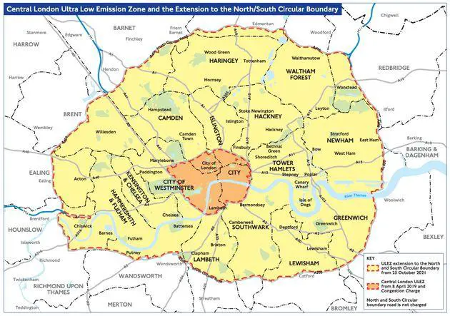 ULEZ 2022 Map - The Ultra Low Emission Zone Map in London